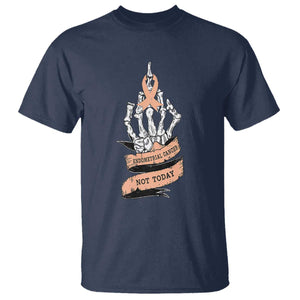 Funny Endometrial Cancer Skeleton Not Today T Shirt Fighter Peach Ribbon TS12 Navy Print Your Wear