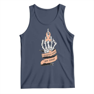 Funny Endometrial Cancer Skeleton Not Today Tank Top Fighter Peach Ribbon TS12 Navy Print Your Wear