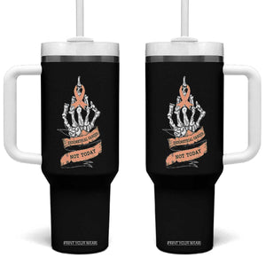 Funny Endometrial Cancer Skeleton Not Today Tumbler With Handle Fighter Peach Ribbon TS12 One Size: 40 oz Black Print Your Wear