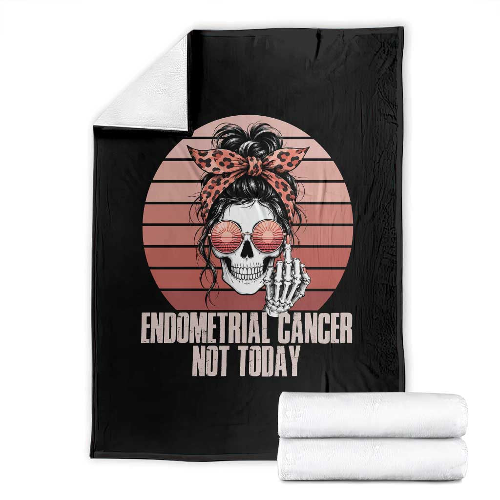Vintage Endometrial Cancer Not Today Throw Blanket Skeleton Warrior Fighter TS12 Black Print Your Wear