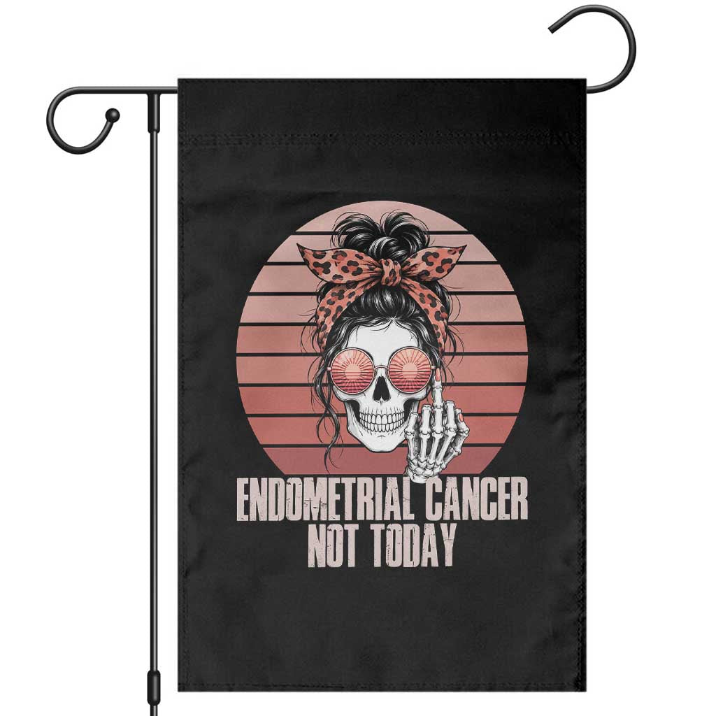 Vintage Endometrial Cancer Not Today Garden Flag Skeleton Warrior Fighter TS12 Black Print Your Wear