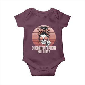 Vintage Endometrial Cancer Not Today Baby Onesie Skeleton Warrior Fighter TS12 Maroon Print Your Wear
