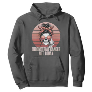 Vintage Endometrial Cancer Not Today Hoodie Skeleton Warrior Fighter TS12 Dark Heather Print Your Wear