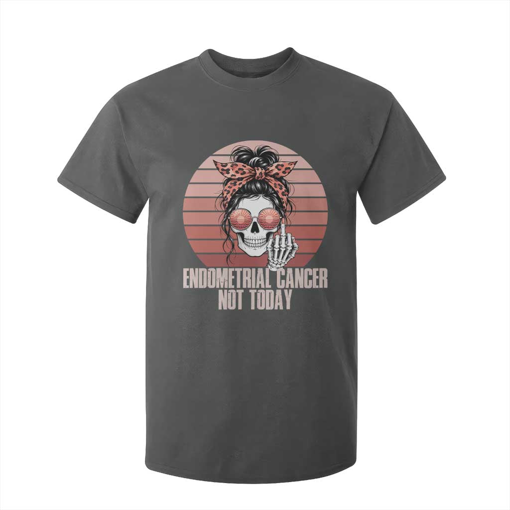 Vintage Endometrial Cancer Not Today T Shirt For Kid Skeleton Warrior Fighter TS12 Dark Heather Print Your Wear
