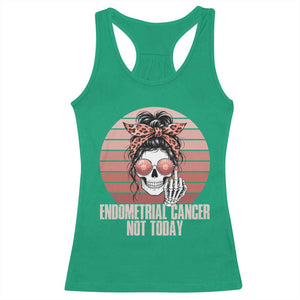 Vintage Endometrial Cancer Not Today Racerback Tank Top Skeleton Warrior Fighter TS12 Irish Green Print Your Wear