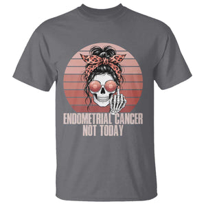 Vintage Endometrial Cancer Not Today T Shirt Skeleton Warrior Fighter TS12 Charcoal Print Your Wear