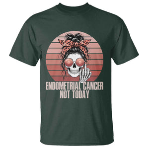 Vintage Endometrial Cancer Not Today T Shirt Skeleton Warrior Fighter TS12 Dark Forest Green Print Your Wear