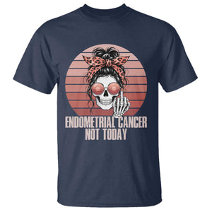 Vintage Endometrial Cancer Not Today T Shirt Skeleton Warrior Fighter TS12 Navy Print Your Wear