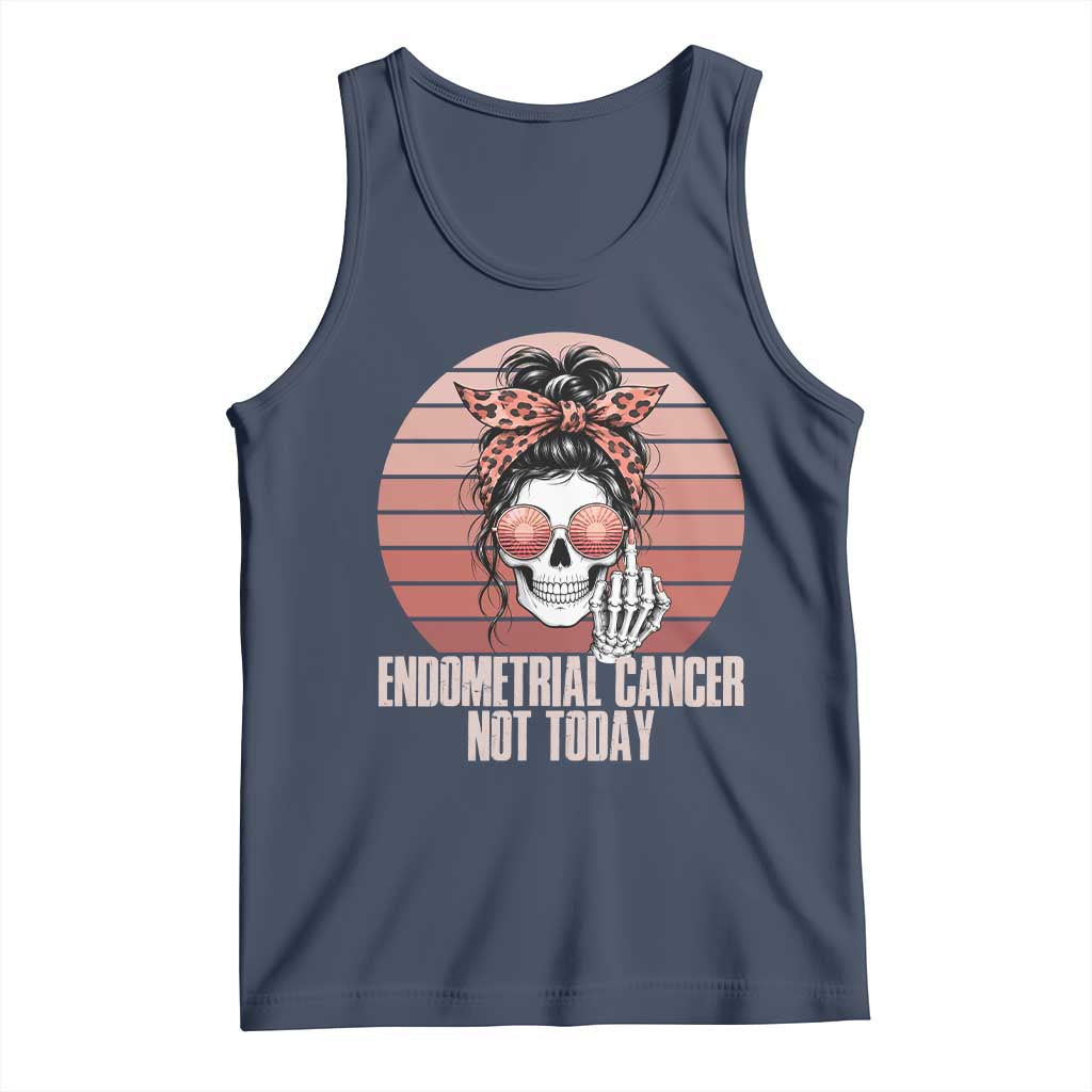Vintage Endometrial Cancer Not Today Tank Top Skeleton Warrior Fighter TS12 Navy Print Your Wear