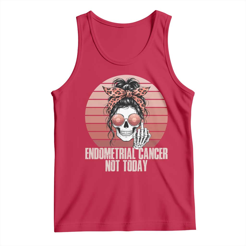 Vintage Endometrial Cancer Not Today Tank Top Skeleton Warrior Fighter TS12 Red Print Your Wear