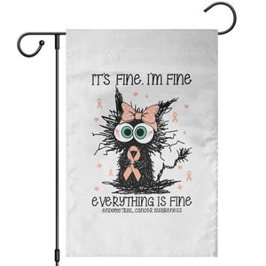 Funny Black Cat Endometrial Cancer Awareness Garden Flag Its Fine Im Fine Everything Is Fine TS12 White Print Your Wear