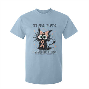 Funny Black Cat Endometrial Cancer Awareness T Shirt For Kid Its Fine Im Fine Everything Is Fine TS12 Light Blue Print Your Wear