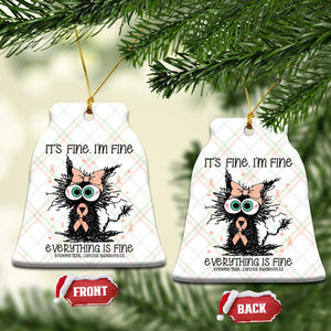 Funny Black Cat Endometrial Cancer Awareness Ceramic Ornament Its Fine Im Fine Everything Is Fine TS12 Print Your Wear