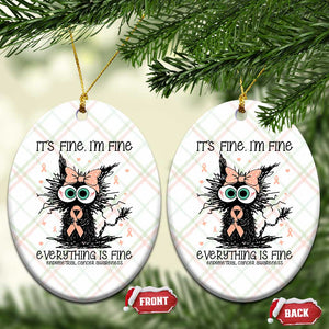 Funny Black Cat Endometrial Cancer Awareness Ceramic Ornament Its Fine Im Fine Everything Is Fine TS12 Print Your Wear