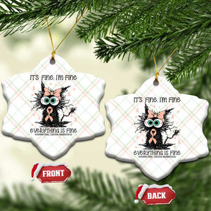 Funny Black Cat Endometrial Cancer Awareness Ceramic Ornament Its Fine Im Fine Everything Is Fine TS12 Print Your Wear