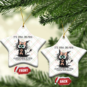 Funny Black Cat Endometrial Cancer Awareness Ceramic Ornament Its Fine Im Fine Everything Is Fine TS12 Print Your Wear