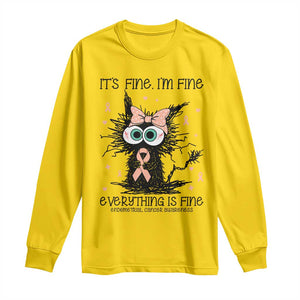Funny Black Cat Endometrial Cancer Awareness Long Sleeve Shirt Its Fine Im Fine Everything Is Fine TS12 Daisy Print Your Wear