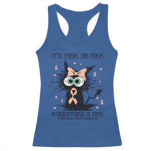 Funny Black Cat Endometrial Cancer Awareness Racerback Tank Top Its Fine Im Fine Everything Is Fine TS12 Royal Blue Print Your Wear