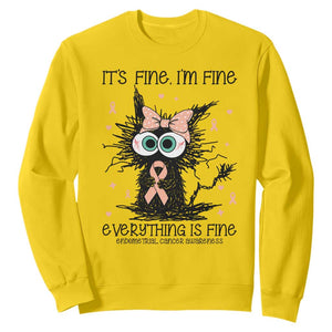 Funny Black Cat Endometrial Cancer Awareness Sweatshirt Its Fine Im Fine Everything Is Fine TS12 Daisy Print Your Wear