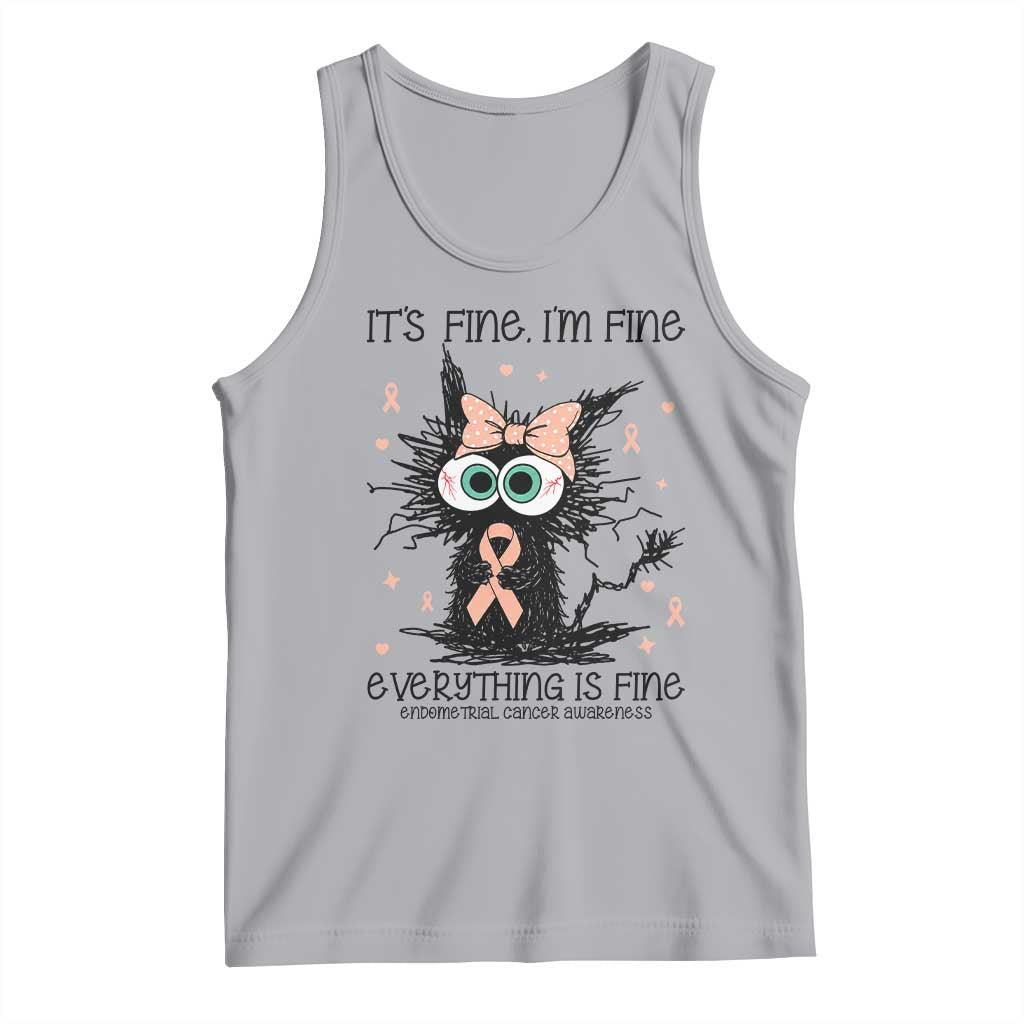 Funny Black Cat Endometrial Cancer Awareness Tank Top Its Fine Im Fine Everything Is Fine TS12 Athletic Heather Print Your Wear