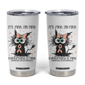 Funny Black Cat Endometrial Cancer Awareness Tumbler Cup Its Fine Im Fine Everything Is Fine TS12 White Print Your Wear