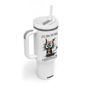 Funny Black Cat Endometrial Cancer Awareness Tumbler With Handle Its Fine Im Fine Everything Is Fine TS12 Print Your Wear