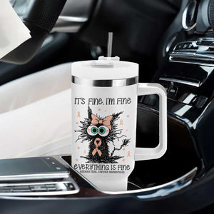 Funny Black Cat Endometrial Cancer Awareness Tumbler With Handle Its Fine Im Fine Everything Is Fine TS12 Print Your Wear