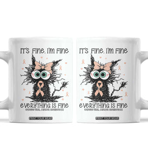 Funny Black Cat Endometrial Cancer Awareness Coffee Mug Its Fine Im Fine Everything Is Fine TS12 White Print Your Wear
