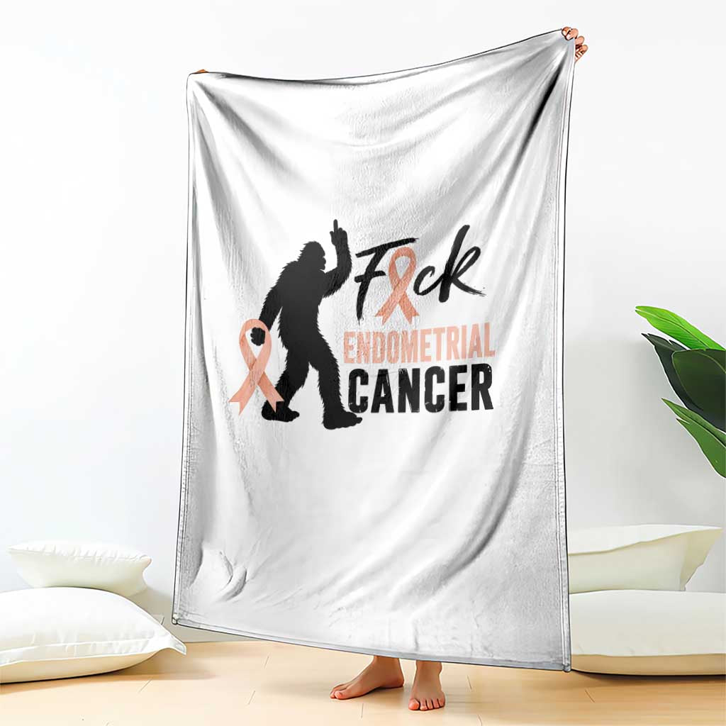Funny Bigfoot Fuck Endometrial Cancer Awareness Gift Throw Blanket TS12 Print Your Wear