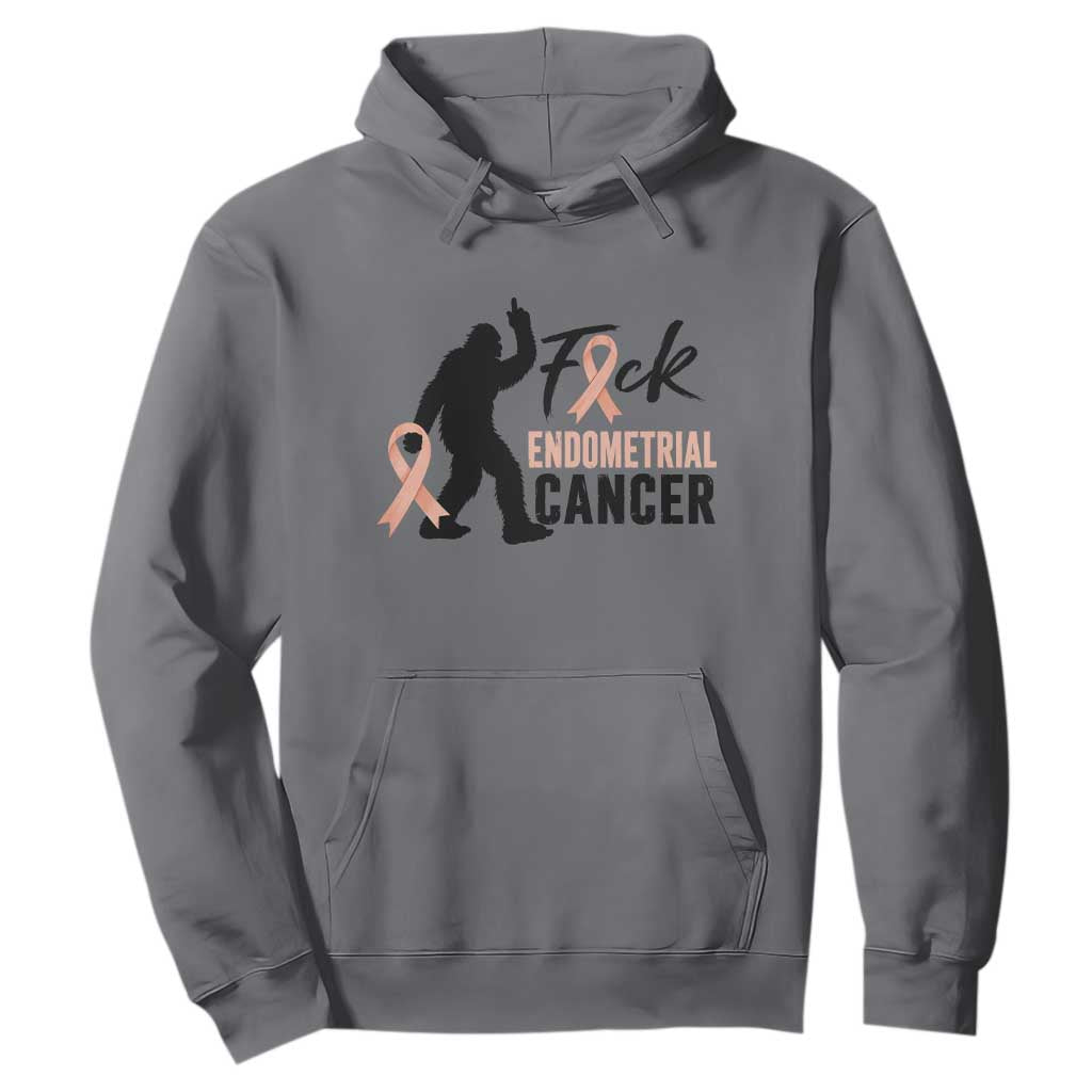 Funny Bigfoot Fuck Endometrial Cancer Awareness Gift Hoodie TS12 Charcoal Print Your Wear