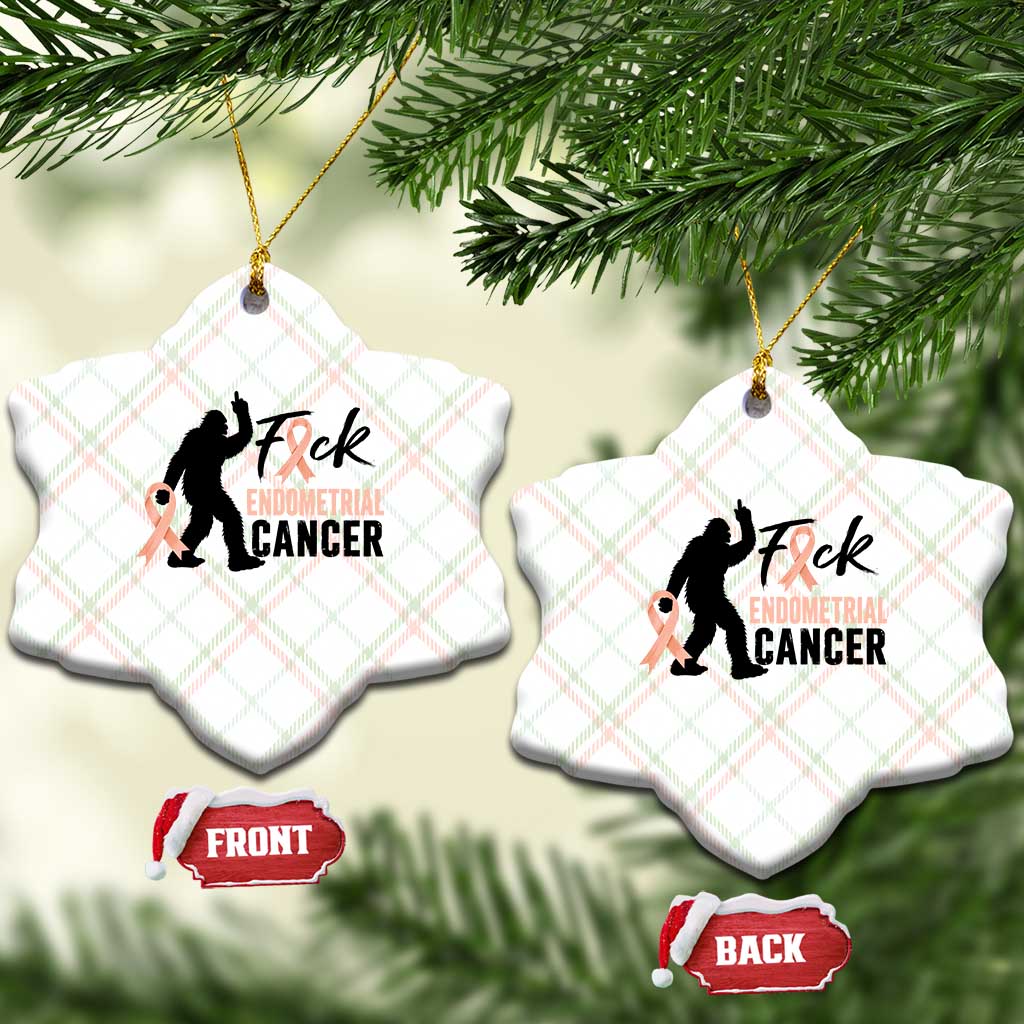 Funny Bigfoot Fuck Endometrial Cancer Awareness Gift Ceramic Ornament TS12 Print Your Wear