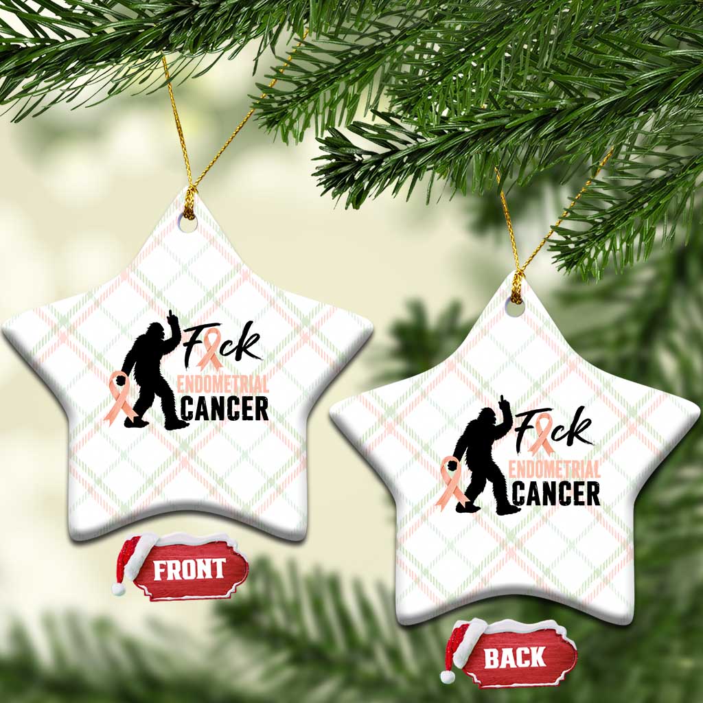 Funny Bigfoot Fuck Endometrial Cancer Awareness Gift Ceramic Ornament TS12 Print Your Wear