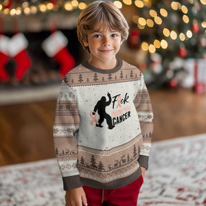 Funny Bigfoot Fuck Endometrial Cancer Awareness Gift Ugly Christmas Sweater TS12 Mocha Mousse Print Your Wear