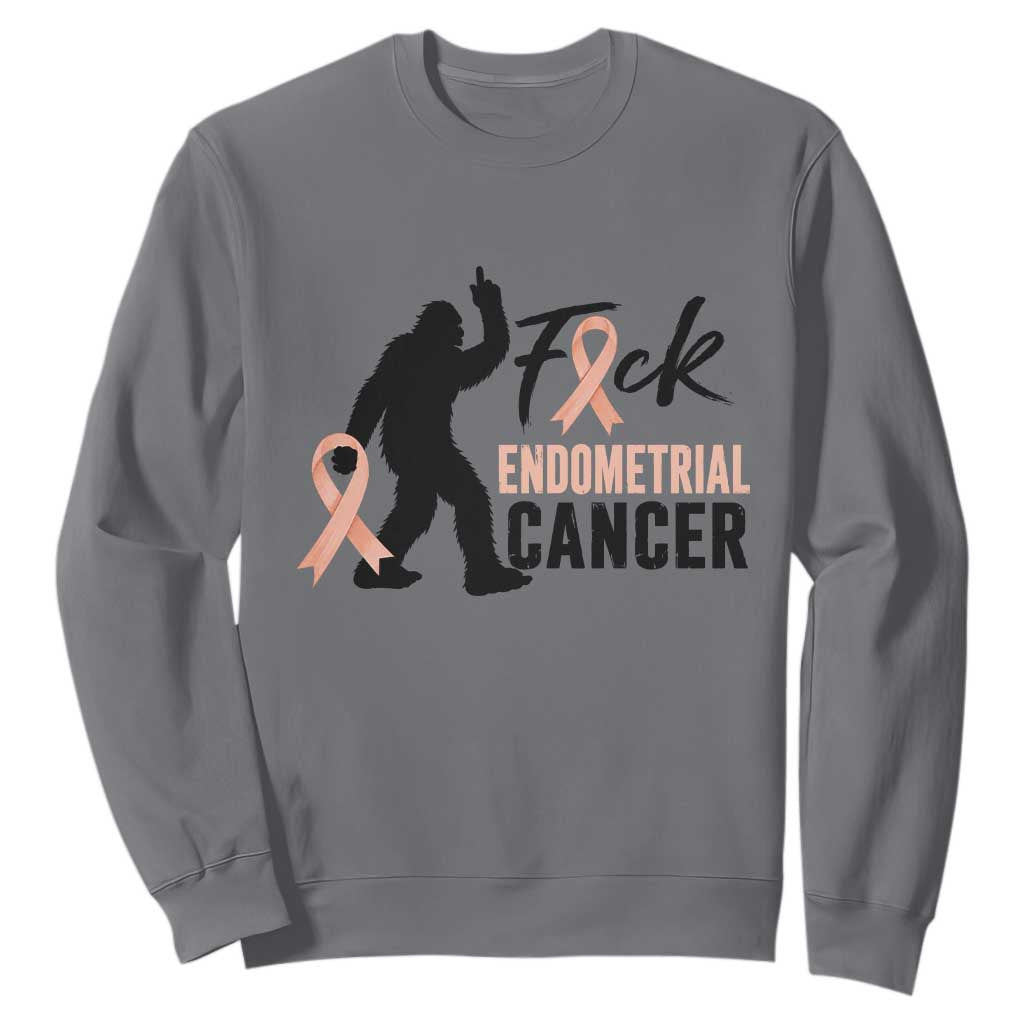 Funny Bigfoot Fuck Endometrial Cancer Awareness Gift Sweatshirt TS12 Charcoal Print Your Wear