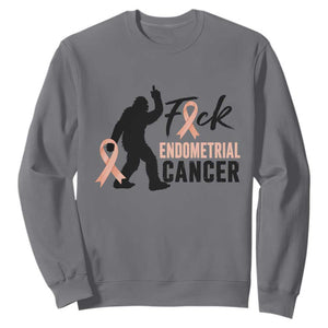 Funny Bigfoot Fuck Endometrial Cancer Awareness Gift Sweatshirt TS12 Charcoal Print Your Wear