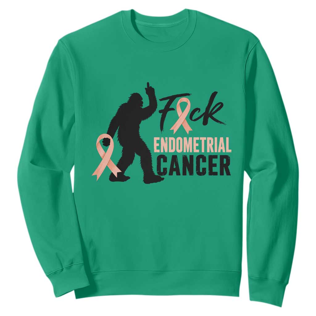 Funny Bigfoot Fuck Endometrial Cancer Awareness Gift Sweatshirt TS12 Irish Green Print Your Wear