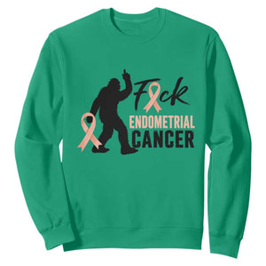 Funny Bigfoot Fuck Endometrial Cancer Awareness Gift Sweatshirt TS12 Irish Green Print Your Wear