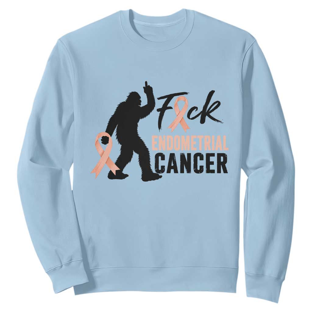 Funny Bigfoot Fuck Endometrial Cancer Awareness Gift Sweatshirt TS12 Light Blue Print Your Wear