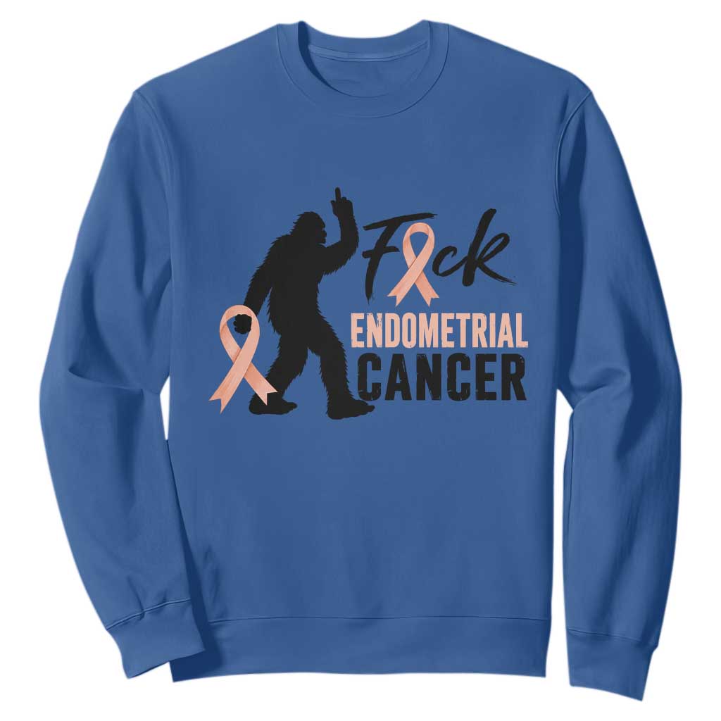 Funny Bigfoot Fuck Endometrial Cancer Awareness Gift Sweatshirt TS12 Royal Blue Print Your Wear