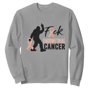 Funny Bigfoot Fuck Endometrial Cancer Awareness Gift Sweatshirt TS12 Sport Gray Print Your Wear