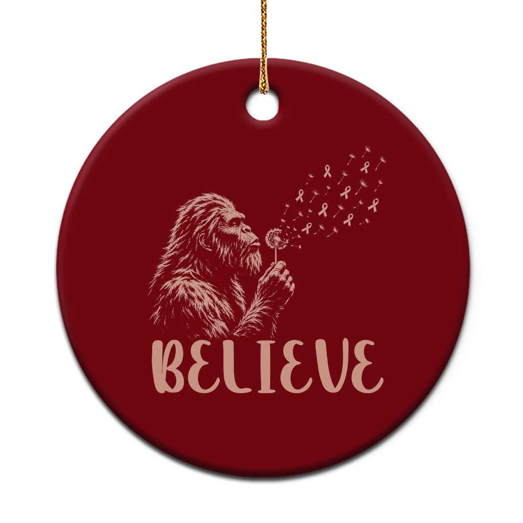 Funny Bigfoot Blowing Dandelion Flower Graphic Ceramic Ornament Believe Endometrial Cancer Awareness TS12 1pc Red Print Your Wear