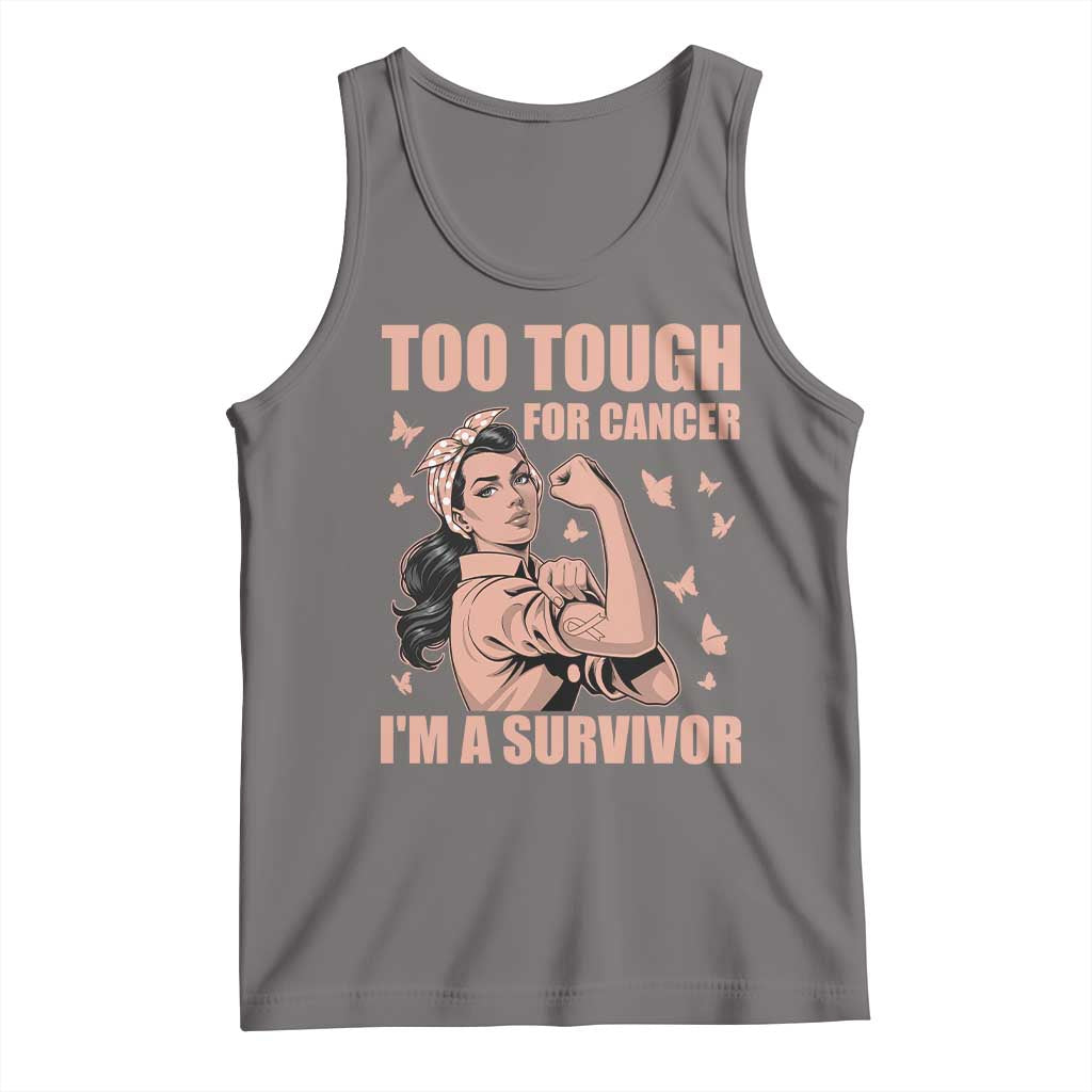 Endometrial Cancer Warrior Tank Top Too Tough For Cancer Im A Survivor TS12 Deep Heather Print Your Wear