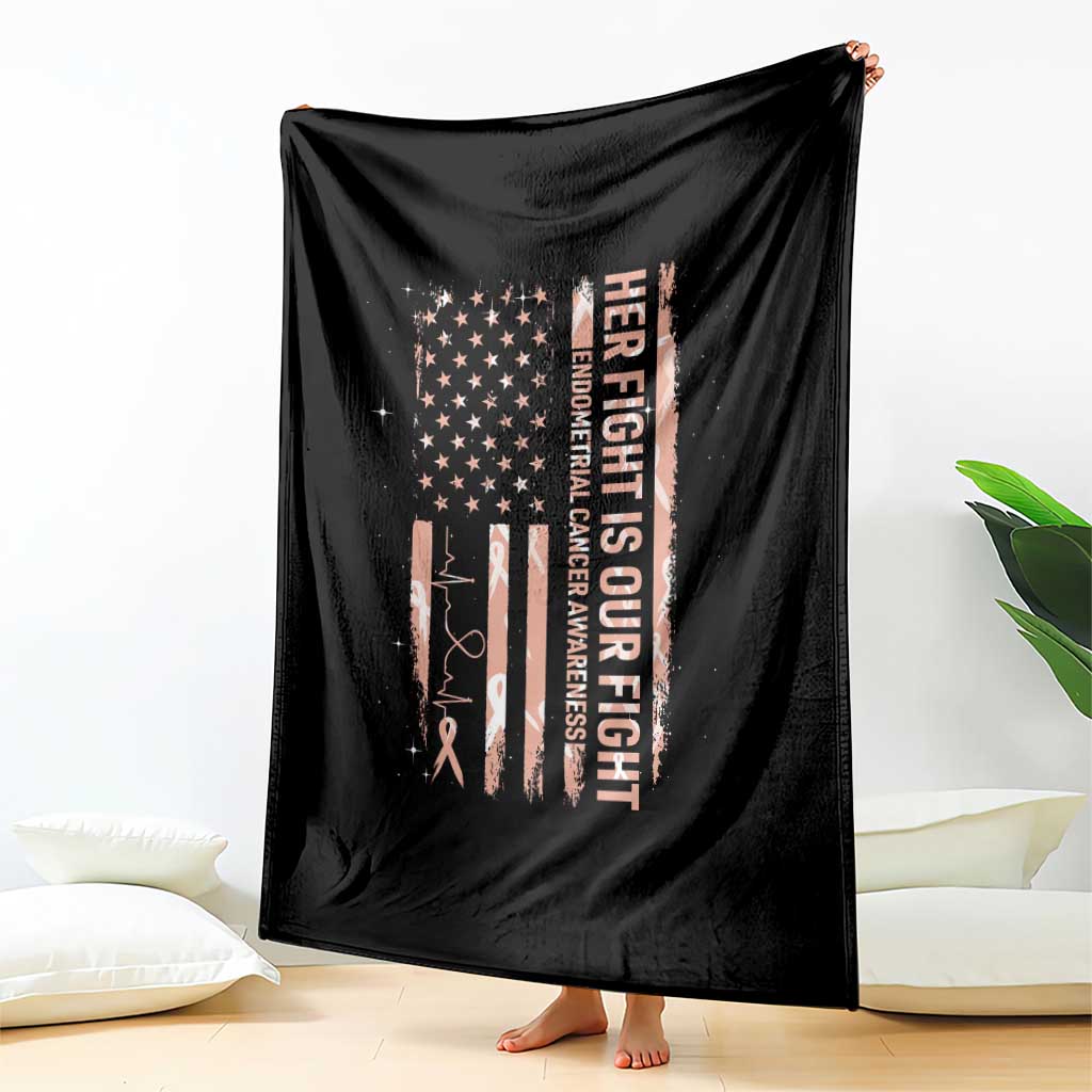 Patriotic Endometrial Cancer Awareness Throw Blanket Her Fight Our Fight TS12 Print Your Wear