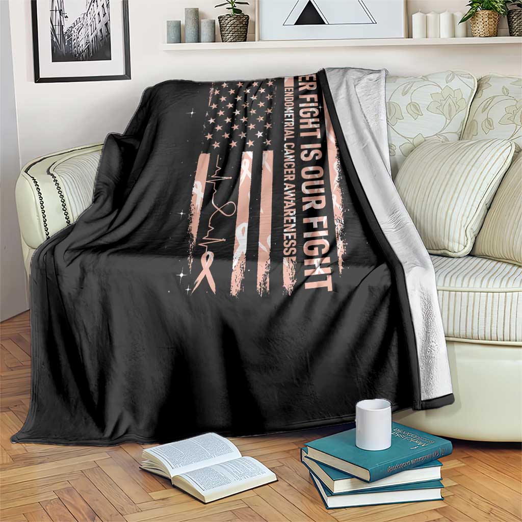 Patriotic Endometrial Cancer Awareness Throw Blanket Her Fight Our Fight TS12 Print Your Wear