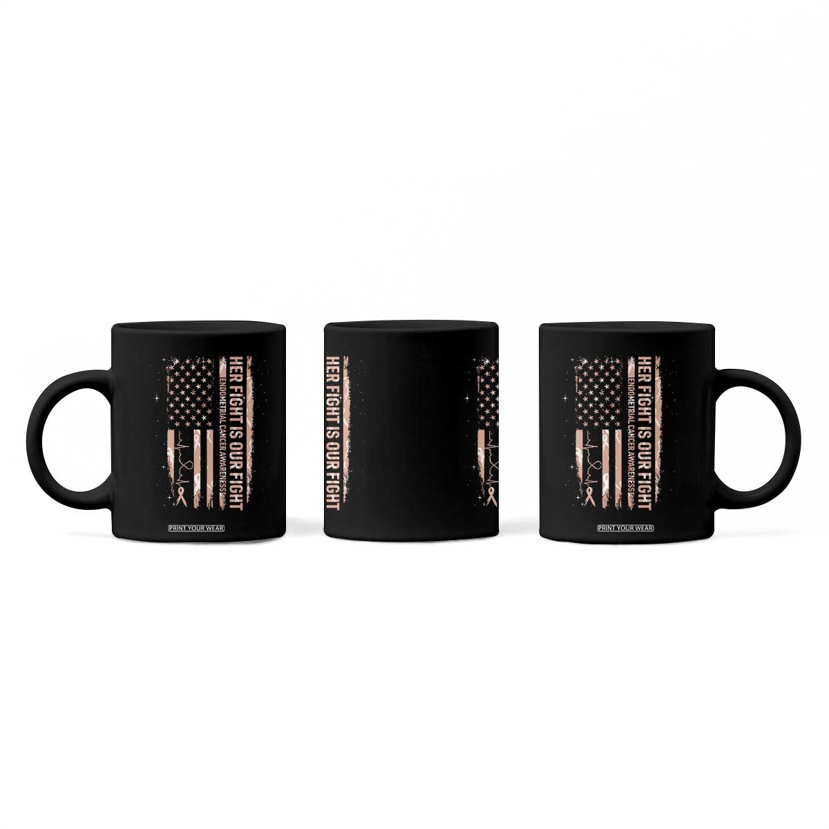 Patriotic Endometrial Cancer Awareness Coffee Mug Her Fight Our Fight TS12 Print Your Wear