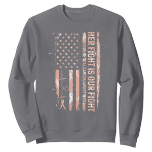 Patriotic Endometrial Cancer Awareness Sweatshirt Her Fight Our Fight TS12 Charcoal Print Your Wear