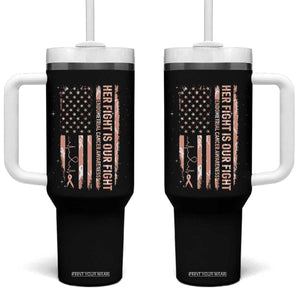 Patriotic Endometrial Cancer Awareness Tumbler With Handle Her Fight Our Fight TS12 One Size: 40 oz Black Print Your Wear