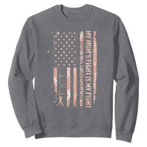 American Flag Endometrial Cancer Support Sweatshirt My Moms Fight My Fight TS12 Charcoal Print Your Wear