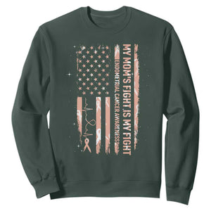 American Flag Endometrial Cancer Support Sweatshirt My Moms Fight My Fight TS12 Dark Forest Green Print Your Wear