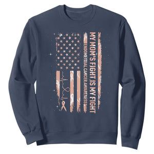 American Flag Endometrial Cancer Support Sweatshirt My Moms Fight My Fight TS12 Navy Print Your Wear